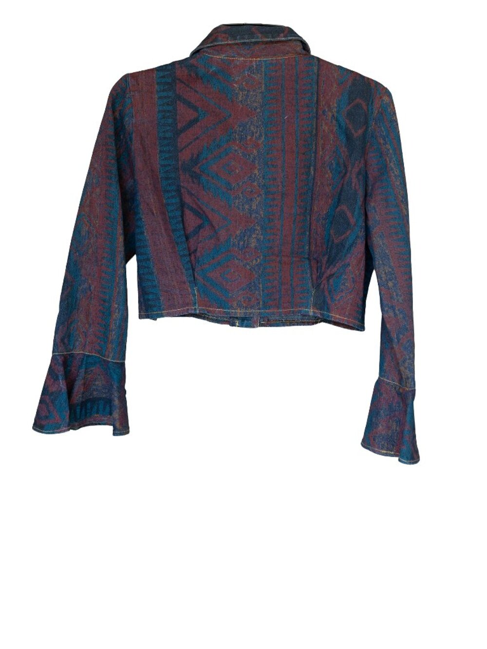 Vintage 80s Crop Top RUFFLE Front Southwest Rodeo Cowgirl Jacket Long Sleeve - Picture 4 of 11